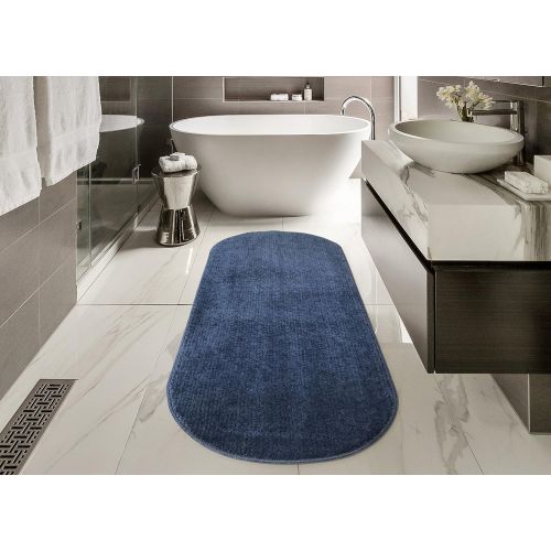  Ottomanson Softy Collection Navy Color Oval Rug, 22 X 60 22 x 6,