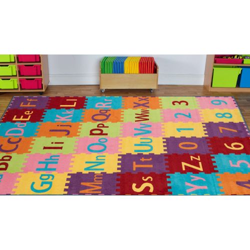 Ottomanson Childrens Garden Collection Multicolor Alphabet Letters and Numbers Design 50X66 Children Nursery Kids Play Area Rug
