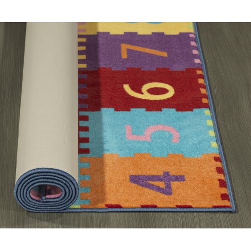  Ottomanson Childrens Garden Collection Multicolor Alphabet Letters and Numbers Design 50X66 Children Nursery Kids Play Area Rug