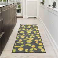 Ottomanson Lemon Collection Contemporary Grey Lemons Design Runner Rug with (Non-Slip) Kitchen and Bathroom Rugs, Grey, 20 X 59