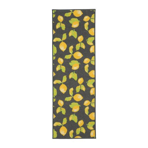  Ottomanson Lemon Collection Contemporary Grey Lemons Design Runner Rug with (Non-Slip) Kitchen and Bathroom Rugs, Grey, 20 X 59
