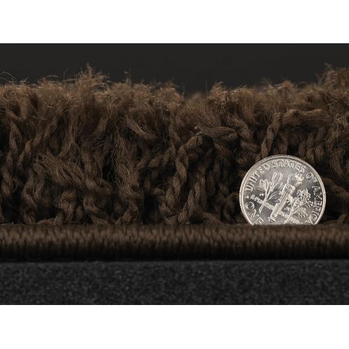  Ottomanson Soft Cozy Solid Color Shag Rug Contemporary Hallway and Kitchen Kids Soft Shaggy Runner Rug (27 X 80, Brown)