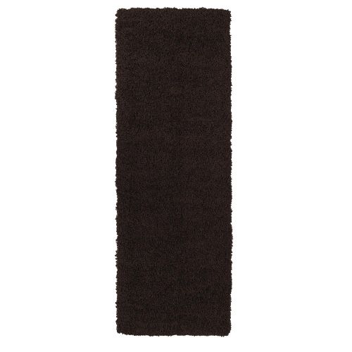  Ottomanson Soft Cozy Solid Color Shag Rug Contemporary Hallway and Kitchen Kids Soft Shaggy Runner Rug (27 X 80, Brown)