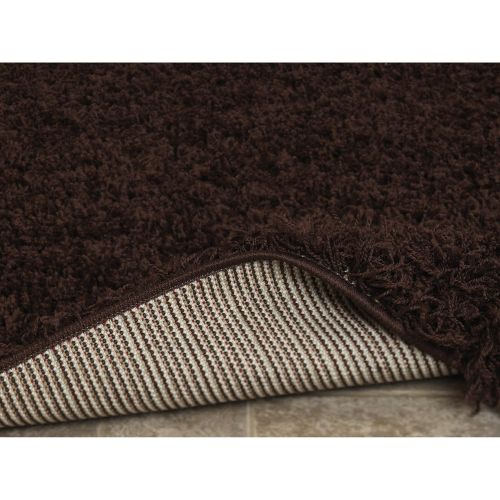  Ottomanson Soft Cozy Solid Color Shag Rug Contemporary Hallway and Kitchen Kids Soft Shaggy Runner Rug (27 X 80, Brown)