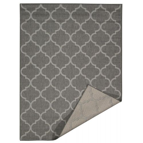  Ottomanson JRD9113-5X7 Jardin Collection Trellis Indoor/Outdoor Jute Backing, 53 X 73, Dark Grey Area Rug