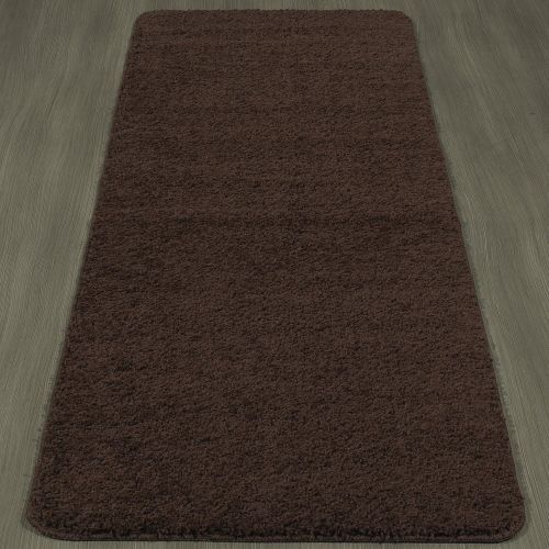  Ottomanson Luxury Collection Solid Runner Rug with Non-Slip/Rubber-Backing Bath Rug, 22X60, Brown