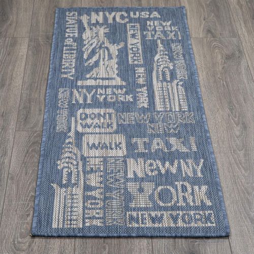  Ottomanson JRD7206-2X5 Jardin Collection Runner Rug 2X5 Blue NYC