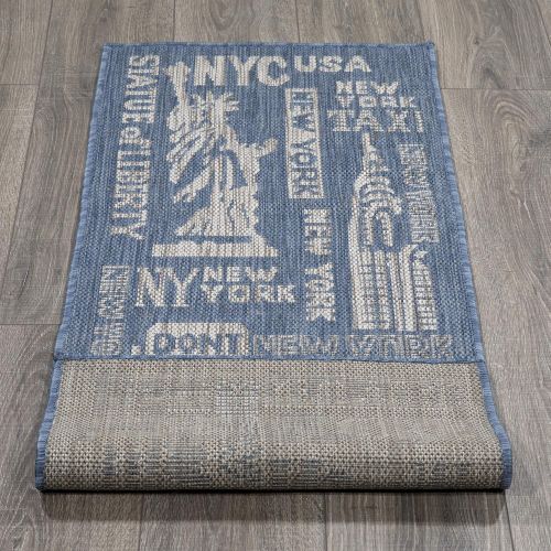  Ottomanson JRD7206-2X5 Jardin Collection Runner Rug 2X5 Blue NYC