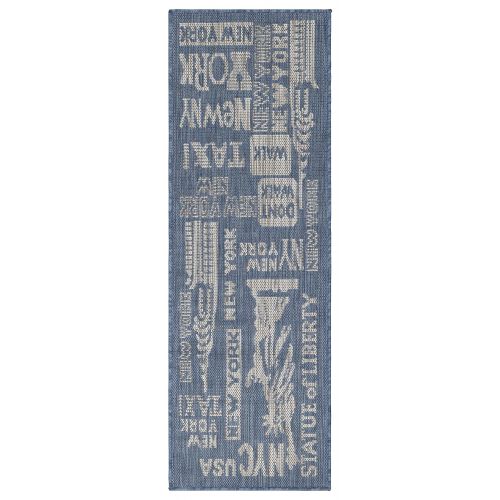  Ottomanson JRD7206-2X5 Jardin Collection Runner Rug 2X5 Blue NYC