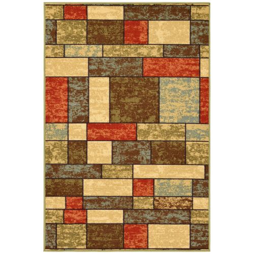  Ottomanson OTH2309-3X5 Ottohome Collection Contemporary Boxes Design Area Rug, 33W x 50L Multicolor