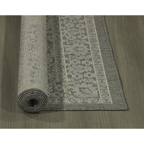  Ottomanson Jardin Collection Light Grey Oriental Indoor/Outdoor Jute Backing Area Rug, 53 X 73, Light Grey