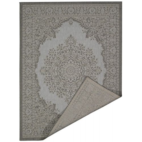  Ottomanson Jardin Collection Light Grey Oriental Indoor/Outdoor Jute Backing Area Rug, 53 X 73, Light Grey