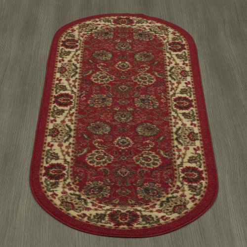  Ottomanson Collection Traditional Oriental Design Non-Slip Area Rug, 20 X 59 Oval, Red Persian
