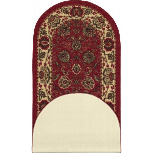  Ottomanson Collection Traditional Oriental Design Non-Slip Area Rug, 20 X 59 Oval, Red Persian