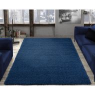 Ottomanson Soft Cozy Color Solid Shag Rug Contemporary Living and Bedroom Soft Shaggy Area Rug Kids Rugs (33 X 47, Navy)