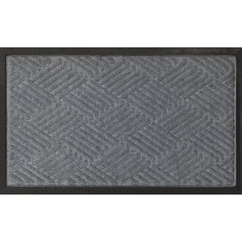  Ottomanson Ribbed Carpet Rubber Backed Entrance Scraper Door mat (18 x 30, Silver) Entrance Rug Indoor/Outdoor Doormat, Shoe Scraper Entryway,Garage and Laundry room Floor Mat, Weather-Resist