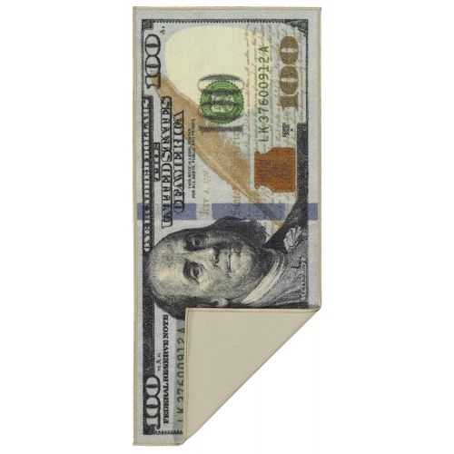  Ottomanson New Rugs One Hundred Dollar ($100) Bill Print New Benjamin Non-slip Area Rug Runner 22x53