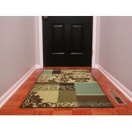 Ottomanson Ottohome Collection Brown Contemporary Damask Design Area Rug With Non-Skid (Non-Slip) Rubber Backing (33X50)