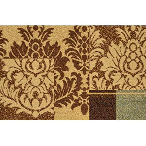  Ottomanson Ottohome Collection Brown Contemporary Damask Design Area Rug With Non-Skid (Non-Slip) Rubber Backing (33X50)