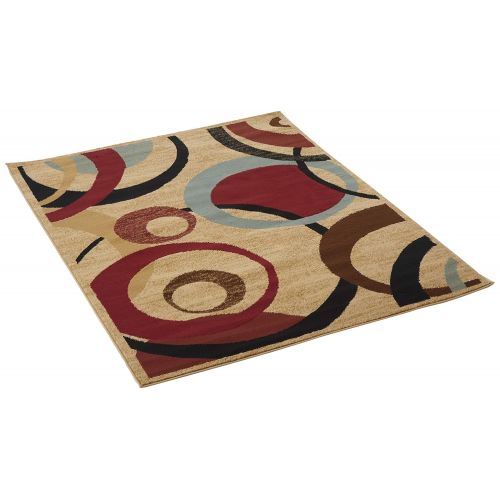  Ottomanson Royal Collection Beige Contemporary Abstract Circle Design Area Rug (53 X70)