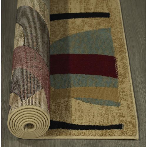  Ottomanson Royal Collection Beige Contemporary Abstract Circle Design Area Rug (53 X70)