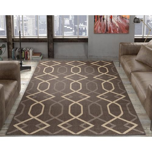  Ottomanson Jardin Collection sisal Rug, 53X73, Mocha Diamond Trellis