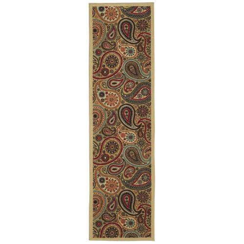  Ottomanson Ottohome Collection Beige Contemporary Paisley Design Modern Runner Rug With Non-Skid (Non-Slip) Rubber Backing (20X59) Kitchen and Bathroom Runner Rug