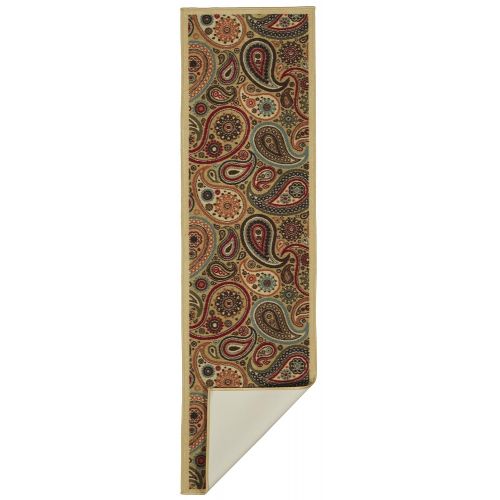  Ottomanson Ottohome Collection Beige Contemporary Paisley Design Modern Runner Rug With Non-Skid (Non-Slip) Rubber Backing (20X59) Kitchen and Bathroom Runner Rug