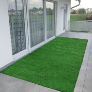 Ottomanson Evergreen Collection Indoor/outdoor Green Artificial Grass Turf Runner Rug (27 X 8) Artificial Solid Grass Design Runner Rug