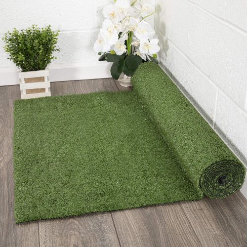  Ottomanson Evergreen Collection Indoor/outdoor Green Artificial Grass Turf Runner Rug (27 X 8) Artificial Solid Grass Design Runner Rug