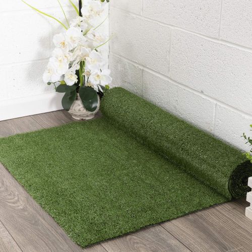  Ottomanson Evergreen Collection Indoor/outdoor Green Artificial Grass Turf Runner Rug (27 X 8) Artificial Solid Grass Design Runner Rug