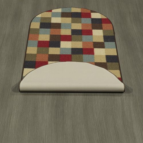  Ottomanson Ottohome Collection Contemporary Checkered Design Non-Skid Rubber Backing Modern Area Rug , 2 X 5 Oval, Multicolor