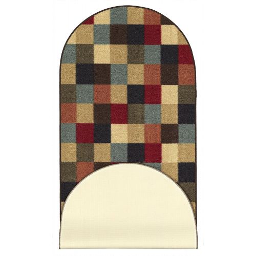  Ottomanson Ottohome Collection Contemporary Checkered Design Non-Skid Rubber Backing Modern Area Rug , 2 X 5 Oval, Multicolor