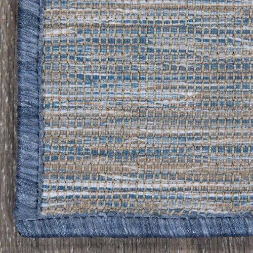  Ottomanson SUN2006-5X7 Sundance Collection Indoor & Outdoor Reversible 53 x 7 Blue