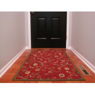 Ottomanson Ottohome Collection Dark Red Floral Garden Design Modern Area Rug With Non-Skid (Non-Slip) Rubber Backing (33X50) 3-Feet 3-Inch by 5-Feet