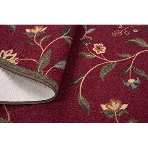  Ottomanson Ottohome Collection Dark Red Floral Garden Design Modern Area Rug With Non-Skid (Non-Slip) Rubber Backing (33X50) 3-Feet 3-Inch by 5-Feet