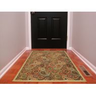 Ottomanson Ottohome Collection Contemporary Paisley Design Area Rug with Non-Skid (Non-Slip) Rubber Backing, 33 W X 5 L, Beige