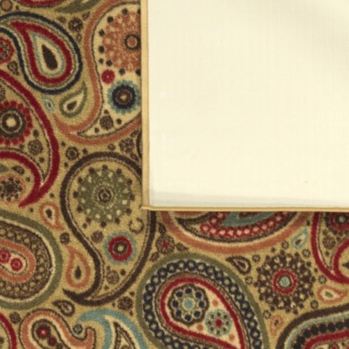  Ottomanson Ottohome Collection Contemporary Paisley Design Area Rug with Non-Skid (Non-Slip) Rubber Backing, 33 W X 5 L, Beige