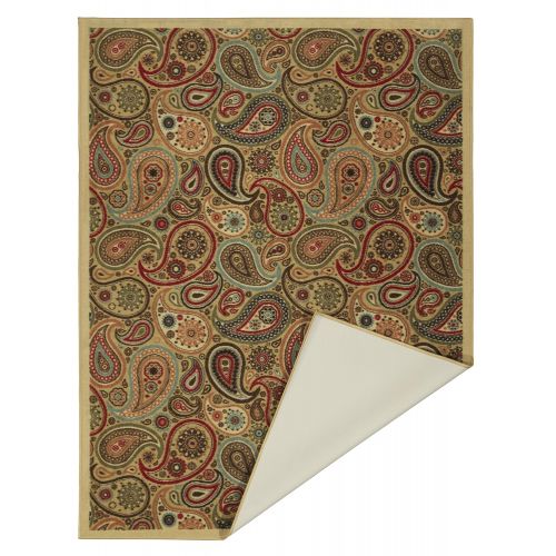  Ottomanson Ottohome Collection Contemporary Paisley Design Area Rug with Non-Skid (Non-Slip) Rubber Backing, 33 W X 5 L, Beige