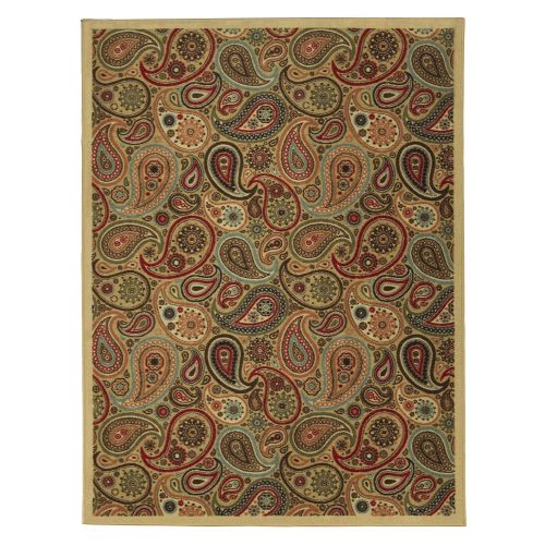  Ottomanson Ottohome Collection Contemporary Paisley Design Area Rug with Non-Skid (Non-Slip) Rubber Backing, 33 W X 5 L, Beige