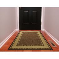 Ottomanson Ottohome Collection Contemporary Bordered Design Modern Area Rug with Non-Skid (Non-Slip) Rubber Backing, 33 X 47, Chocolate