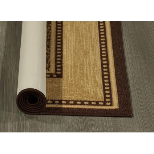  Ottomanson Ottohome Collection Contemporary Bordered Design Modern Area Rug with Non-Skid (Non-Slip) Rubber Backing, 33 X 47, Chocolate