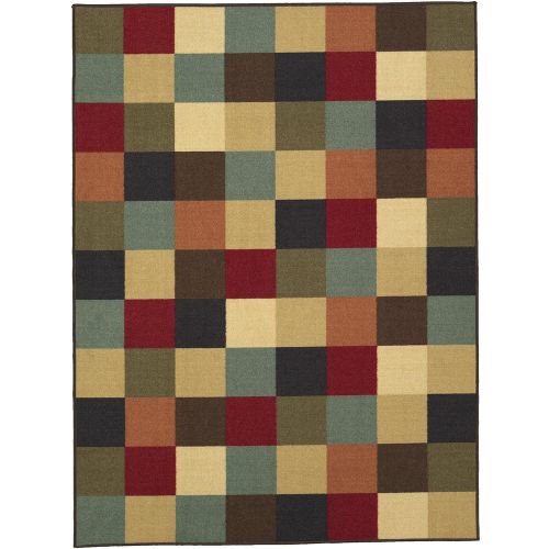  Ottomanson Ottohome Collection Boxes Multi-Color Contemporary Checkered Design Modern Area Rug With Non-Skid (Non-Slip) Rubber Backing (33X50) 3-Feet 3-Inch by 5-Feet