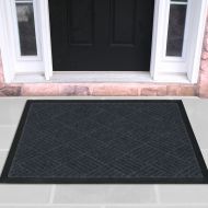 Ottomanson Ribbed Carpet Rubber Backed Entrance Scraper Door mat (18 x 30, Charcoal) Entrance Rug Indoor/Outdoor Doormat, Shoe Scraper Entryway,Garage and Laundry room Floor Mat, Weather-Resi