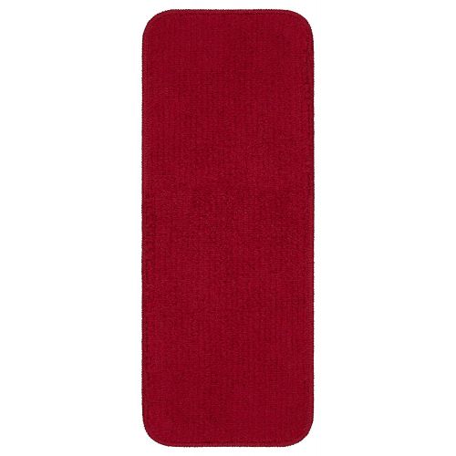  Ottomanson Softy Solid Red Set of 14 Skid Resistant Rubber Backing Non Slip Carpet (9x26) Mats 14 Piece Set 9 Inch by 26 Inch Stair Tread, 9 X 26
