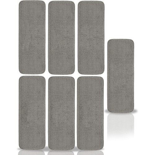  Ottomanson Softy Collection Non-Slip Solid Soft Design 7-Pack Stair Tread, 9 X 26, Dark Gray