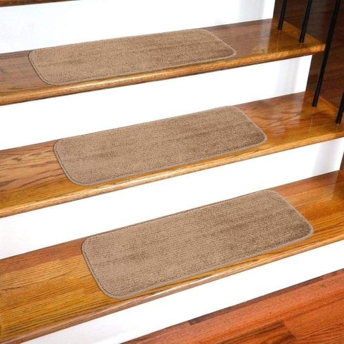  Ottomanson Softy Solid Dark Grey Set of 14 Skid Resistant Rubber Backing Non Slip Carpet (9x26) Mats 14 Piece Set 9 Inch by 26 Inch Stair Tread, 9 X 26, Gray