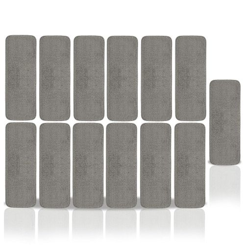  Ottomanson Softy Solid Dark Grey Set of 14 Skid Resistant Rubber Backing Non Slip Carpet (9x26) Mats 14 Piece Set 9 Inch by 26 Inch Stair Tread, 9 X 26, Gray