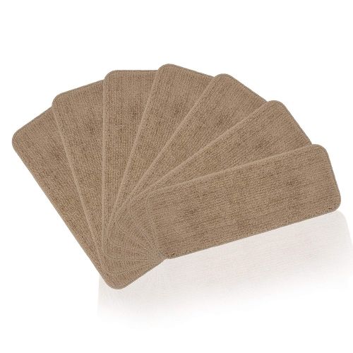  Ottomanson Softy Solid Beige Camel Hair Set of 14 Skid Resistant Rubber Backing Non Slip Carpet (9x26) Mats 14 Piece Set 9 Inch by 26 Inch Stair Tread, 9 X 26,