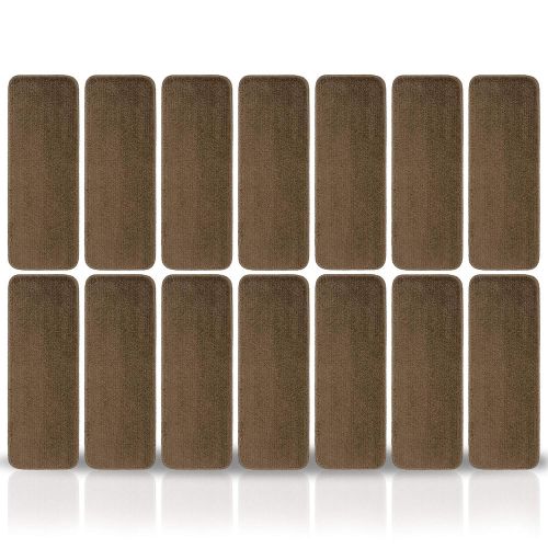  Ottomanson Softy Solid Beige Camel Hair Set of 14 Skid Resistant Rubber Backing Non Slip Carpet (9x26) Mats 14 Piece Set 9 Inch by 26 Inch Stair Tread, 9 X 26,